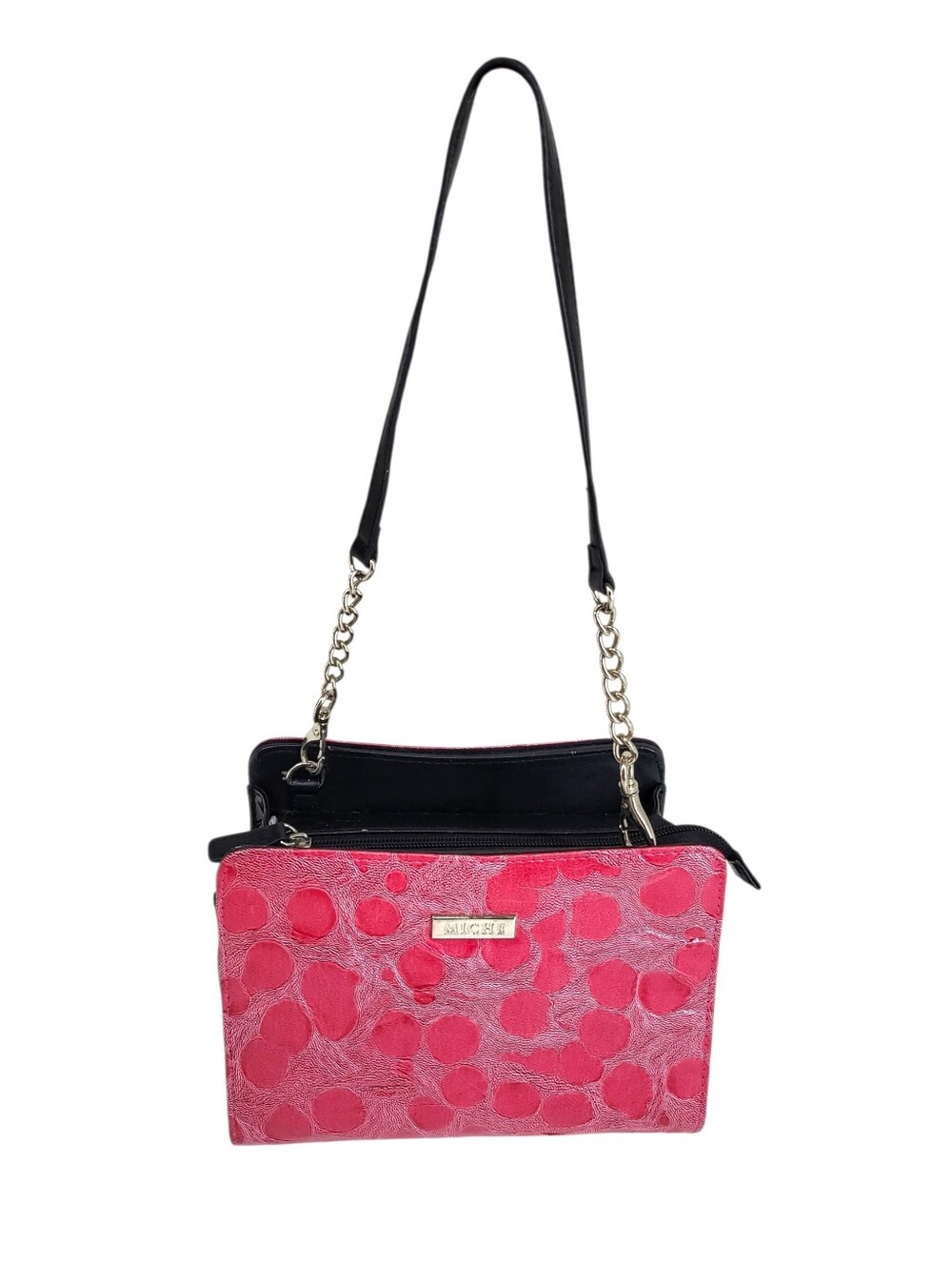 Miche Pink Bubble Croc Textured Shell Bag Shoulder Retro Purse Chain Strap S/M